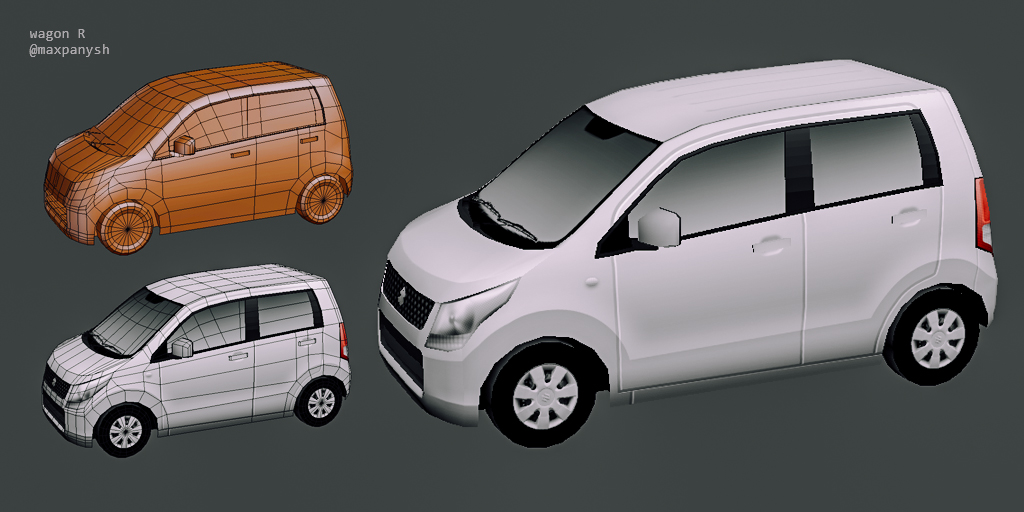 maxpanysh's tweet image. Some quick Suzuki Wagon R modelling and texturing. #gamedev #madewithunity #unity3d #indiedev #jdm