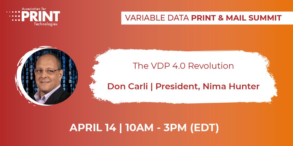 Attend the virtual panel, VDP 4.0: Revolution, by <a href="/dcarli/">Don Carli</a> and B2B &amp; B2C data experts at the Variable Data Print &amp; Mail Summit! Discuss important use cases in the fourth variable data print revolution. 

RSVP for FREE: ow.ly/sikH50E6A9i