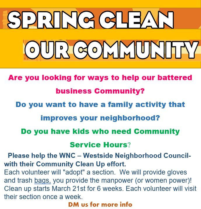 PickPico's tweet photo. 🙋‍♀️🙋‍♂️👨‍👩‍👧‍👦 Please help the WNC with their Community Clean Up effort 🧹🧤🧼🧹
Each volunteer will "adopt" a section.
We will provide gloves and trash bags, you provide the manpower (or women power)!
Clean up starts March 21st https://t.co/Gomwa7BJY7