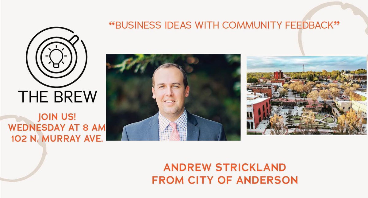 COAEconDev's tweet photo. Come hear from Assistant City Manager, Andrew Strickland, as he gives us a City projects update at The Brew on 3/24 at 8am. 102 N Murray Ave #TheBrew #SeeShockCity https://t.co/nxO2jyHpIH