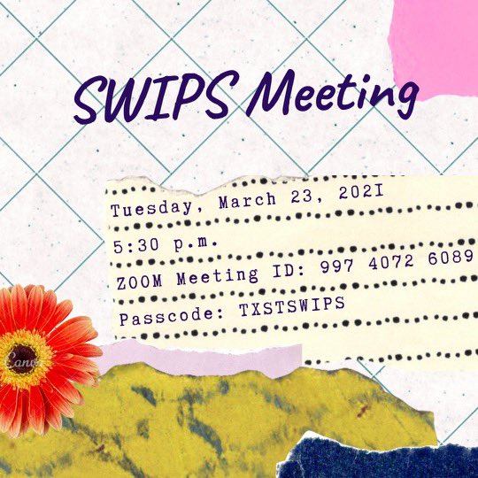 Come say hey to your friends at SWIPS! We’re here to welcome you back after spring break with some fun discussions about contemporary politics and how life’s been! 🌷🌸🌱🌼