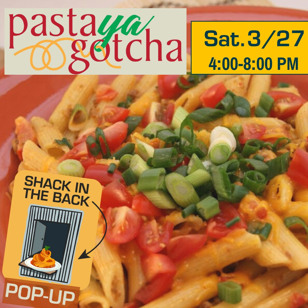 This Saturday 3/27 we will be serving up @pastayagotcha at our  #ShackintheBack Come by and get some delicious pasta! #tggseattle