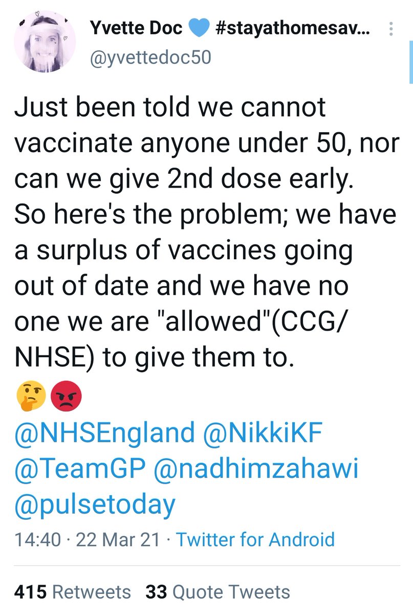 Beelady10's tweet photo. Vaccines are going to be wasted rather than given to CLINICALLY VULNERABLE asthmatics who are desperate and pleading to be offered one. This is morally and ethically wrong #AsthmaticsAtRisk #AsthmaticsUnder50 https://t.co/nRjEAMqJ73