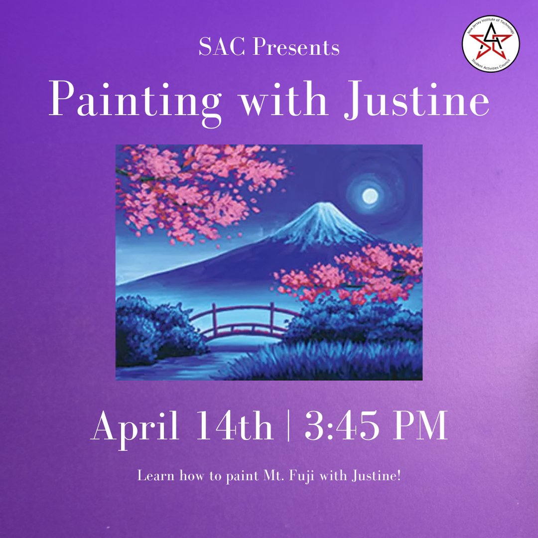 NJITSAC's tweet photo. Like to paint? Paint with Justine and learn how to paint this beautiful scenery! Slots are limited as we send all attendees the materials. Check out our bio to paint with us! 🖌️🎨 #SAC #PaintingWithJustine https://t.co/5QvKAnp6EJ