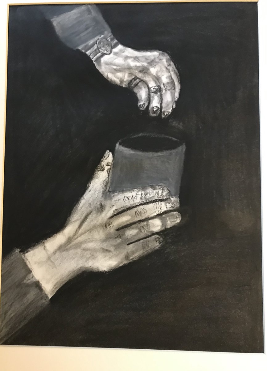 NOStheRapper's tweet photo. Here is some art that I drew back in high school for my #apartclass #ArtistOnTwitter. I did a set of drawing based on #homessness #drawing. First two I’m showing are “a man getting trash out of the garbage” and the second one is “a man getting spare change” https://t.co/GQbNgKThuw