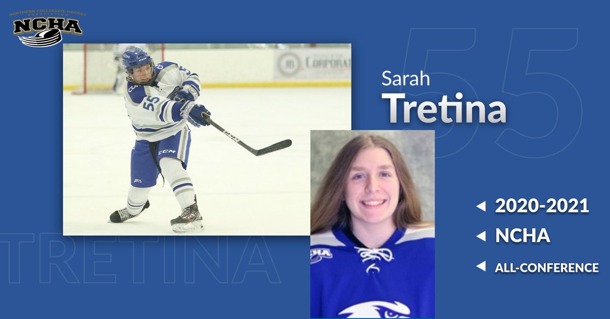 CUWWHKY's tweet photo. Congratulations to forward Ally Hull and defenseman Sarah Tretina for being named to the 20-21 NCHA All-Conference Team! 🏒 https://t.co/i9mQFpwsos