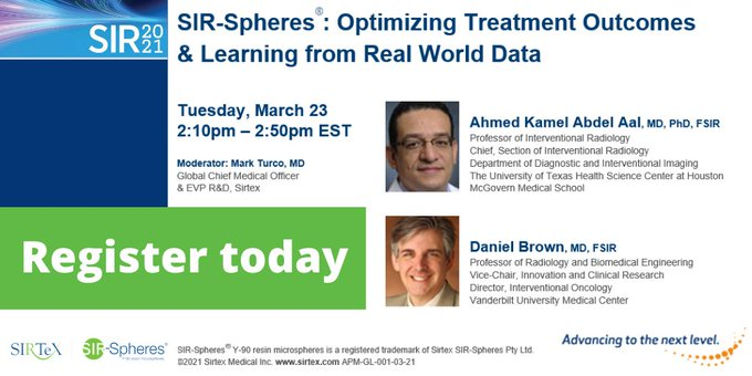 JesseHansen12's tweet photo. Thank you @ahmed_kamel_ir, @danbrownIO and @MarkTurco for the fantastic #sirtex #Y90 symposium today at #SIR2021!  #RESiN #DOORwaY90 #sirtexvirtualbooth https://t.co/oCnUSkgjb0