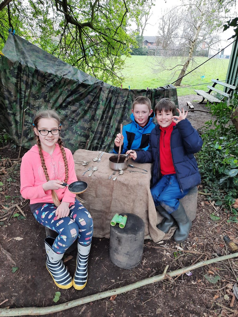 e_portchrist's tweet photo. Year 5 made some lovely dens in the forest today- they even made some lovely mud puddings! https://t.co/x5SOQTxxTY