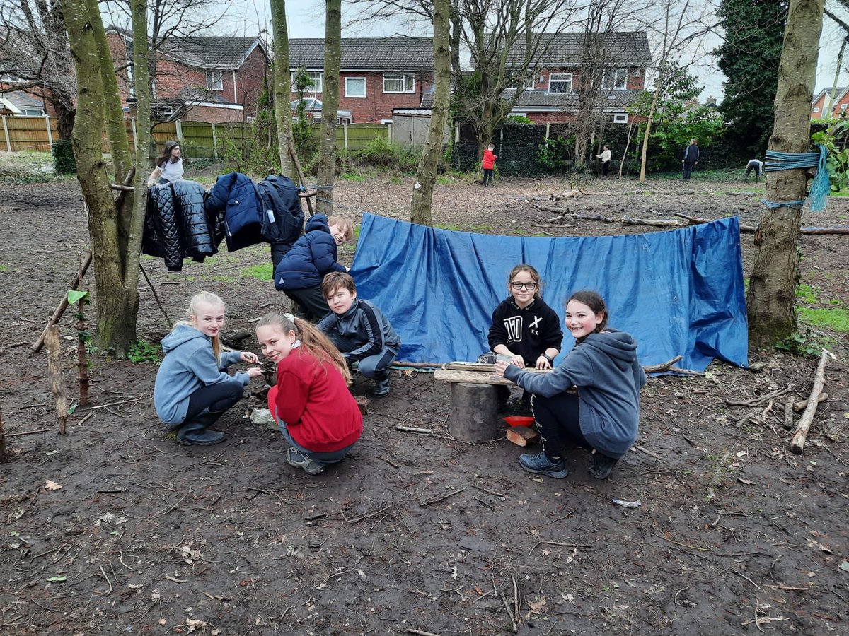 e_portchrist's tweet photo. Year 5 made some lovely dens in the forest today- they even made some lovely mud puddings! https://t.co/x5SOQTxxTY