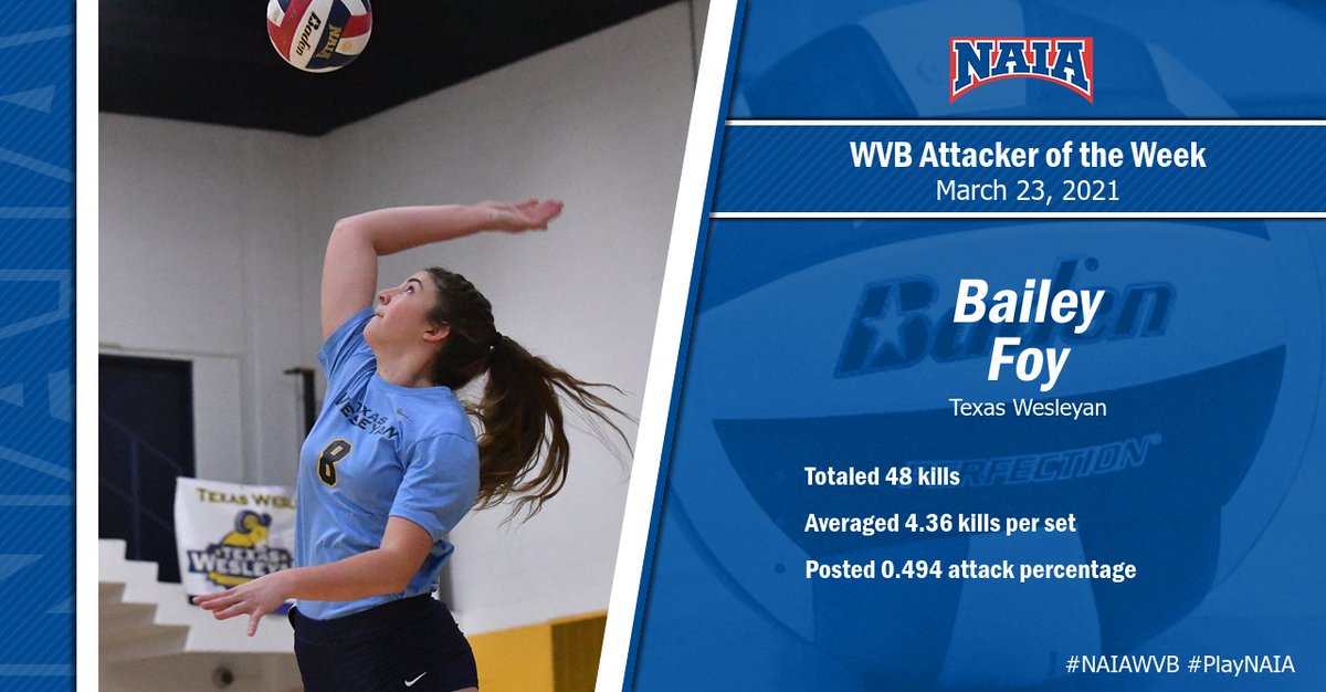 NAIA's tweet photo. W🏐

Bailey Foy of @RamSports is this week's attacker of the week 

#PlayNAIA #collegevolleyball #NAIAWVB https://t.co/TAr4tDXLfs