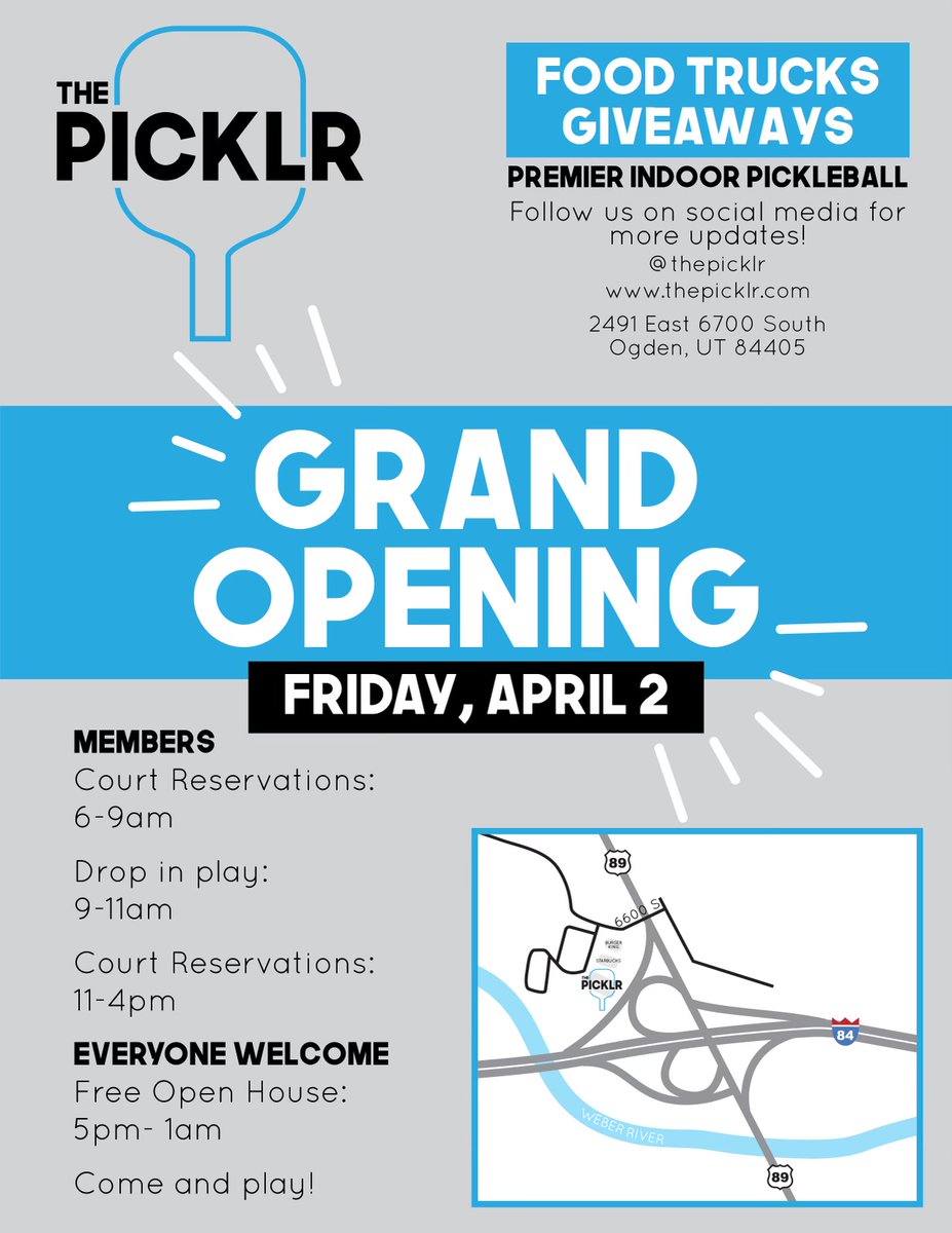 Mark your calendar's for Friday, April 2nd!! The Picklr Grand Opening is an event you are not going to want to miss if you love Pickleball! #pickleball #grandopening #Utah