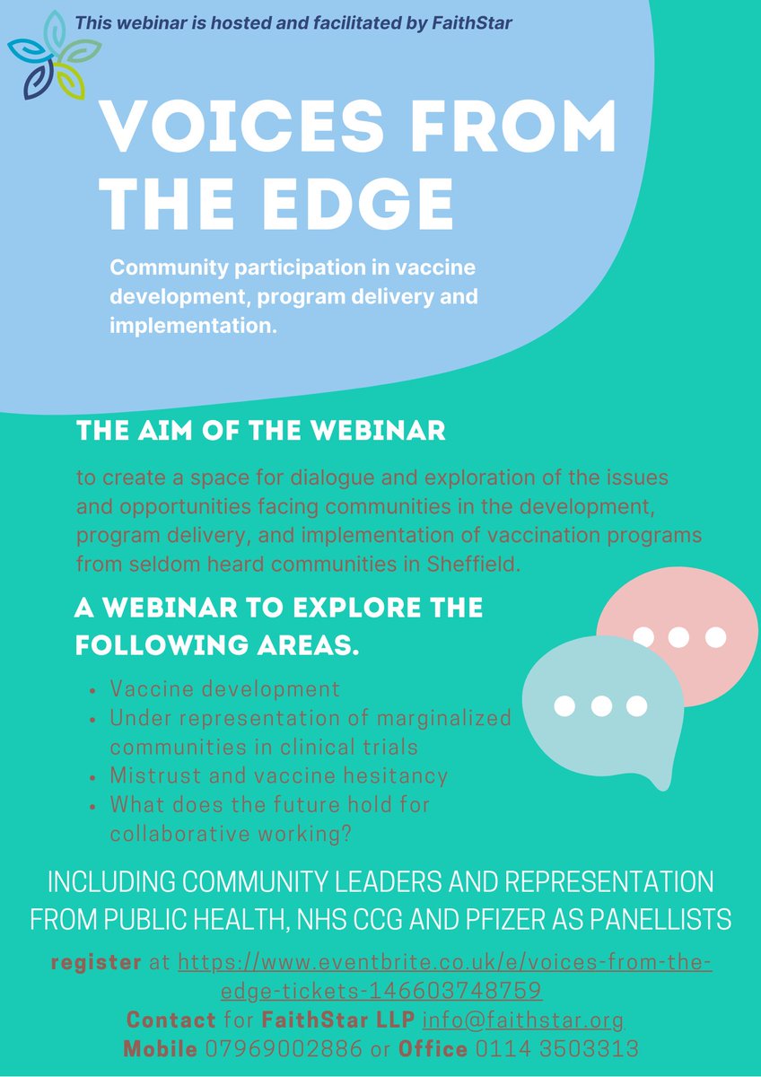FaithstarLLP13's tweet photo. Very excited to confirm that Medical Director of 
@Pfizer_Uk, @BPhillipsPfizer, will be joining us on our panel for the Voices from the Edge Webinar on 30th March!

Register for your ticket to receive the Zoom details here: https://t.co/t7JhttQ09F https://t.co/a3tSBcSHg8