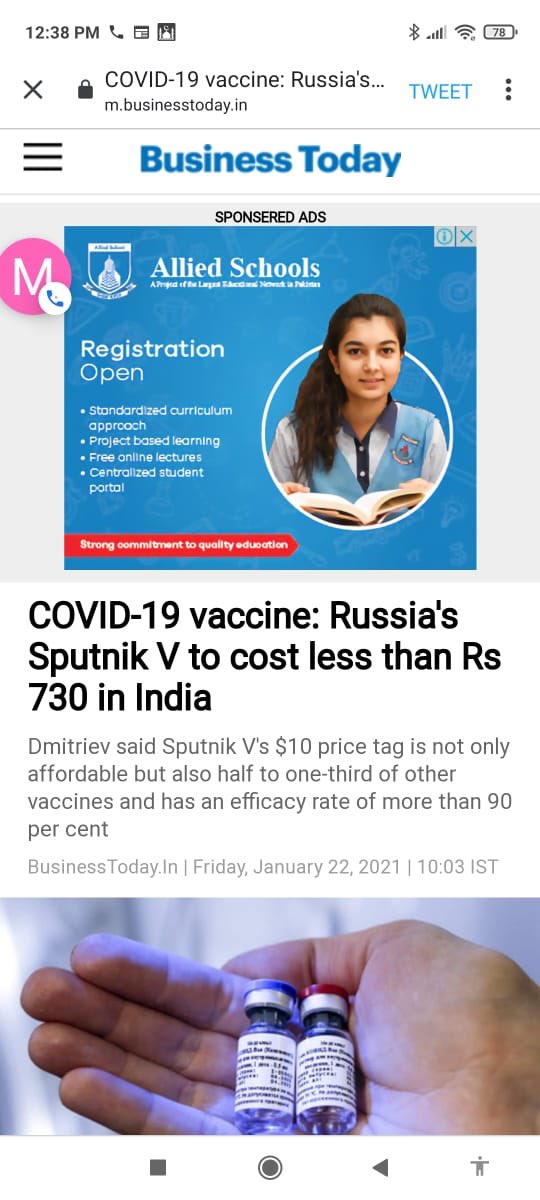 najamsethi's tweet photo. What’s going on? Sputnik will cost $10 in India and $50-$100 in Pakistan. Why isnt GoP importing and distributing it free? Why is Pak private sector seeking to profiteer from it? https://t.co/yO826CUIDS