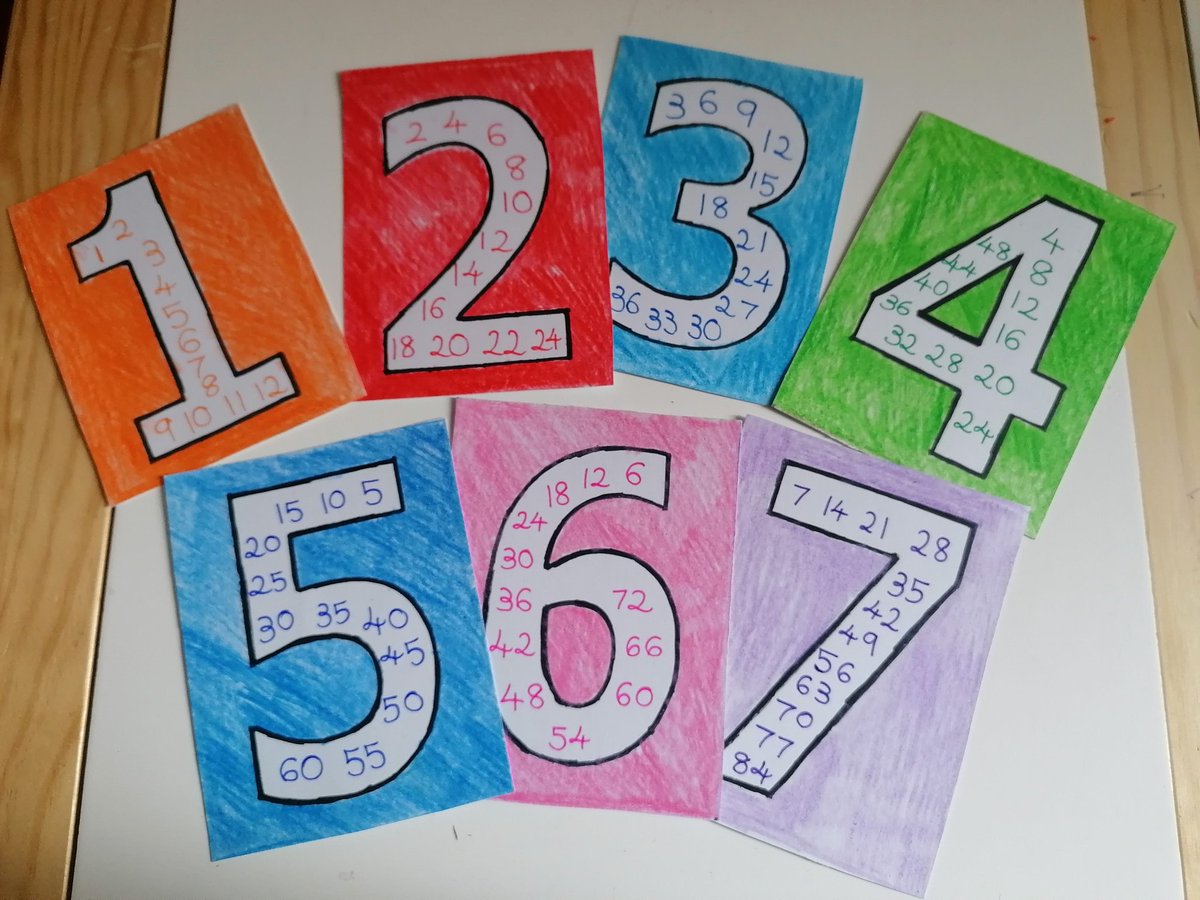 This is what I've done this afternoon. Made times tables flash cards.
Learning times tables can be overwhelming so this makes it more manageable in bitesize chunks. 
#timestables #learningathome #makinglearningfun #numbers  #flashcards #memory #numberfun #bitesize