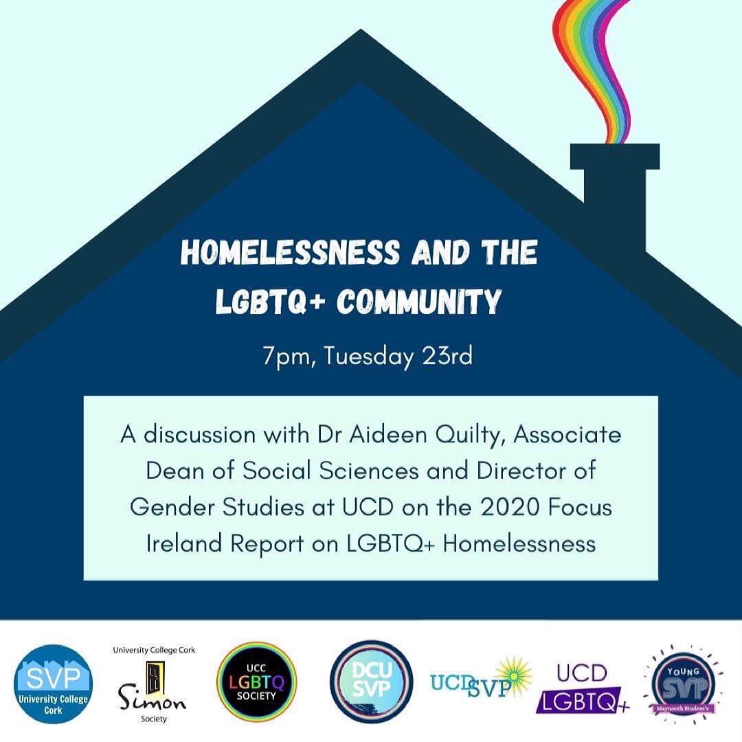 First talk of our annual Homeless Week 2021 tonight at 7pm on LGBTQ+ Homelessness with Dr. Aideen Quilty. Register for FREE below.

eventbrite.ie/e/young-svp-lg…