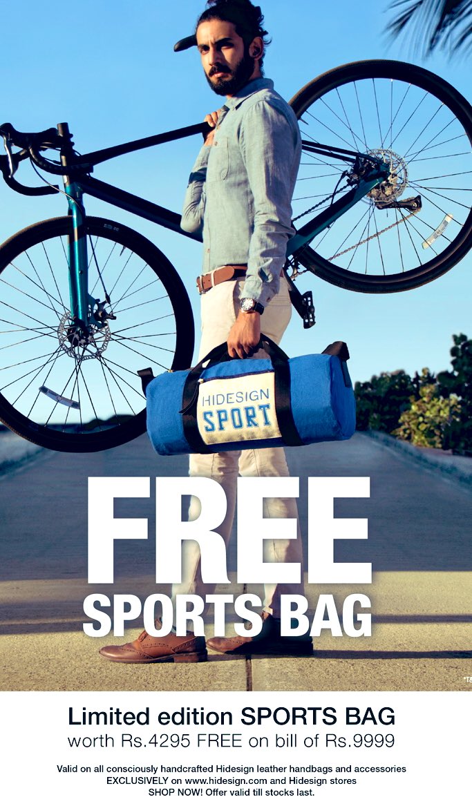 HidesignHQ's tweet photo. Check the exciting offer on https://t.co/MkEdIKtHk7 and also our stores across. Get a limited edition #SportsBag #Hidesign #Sale #StoreOffers https://t.co/ecpZ8oT7z9