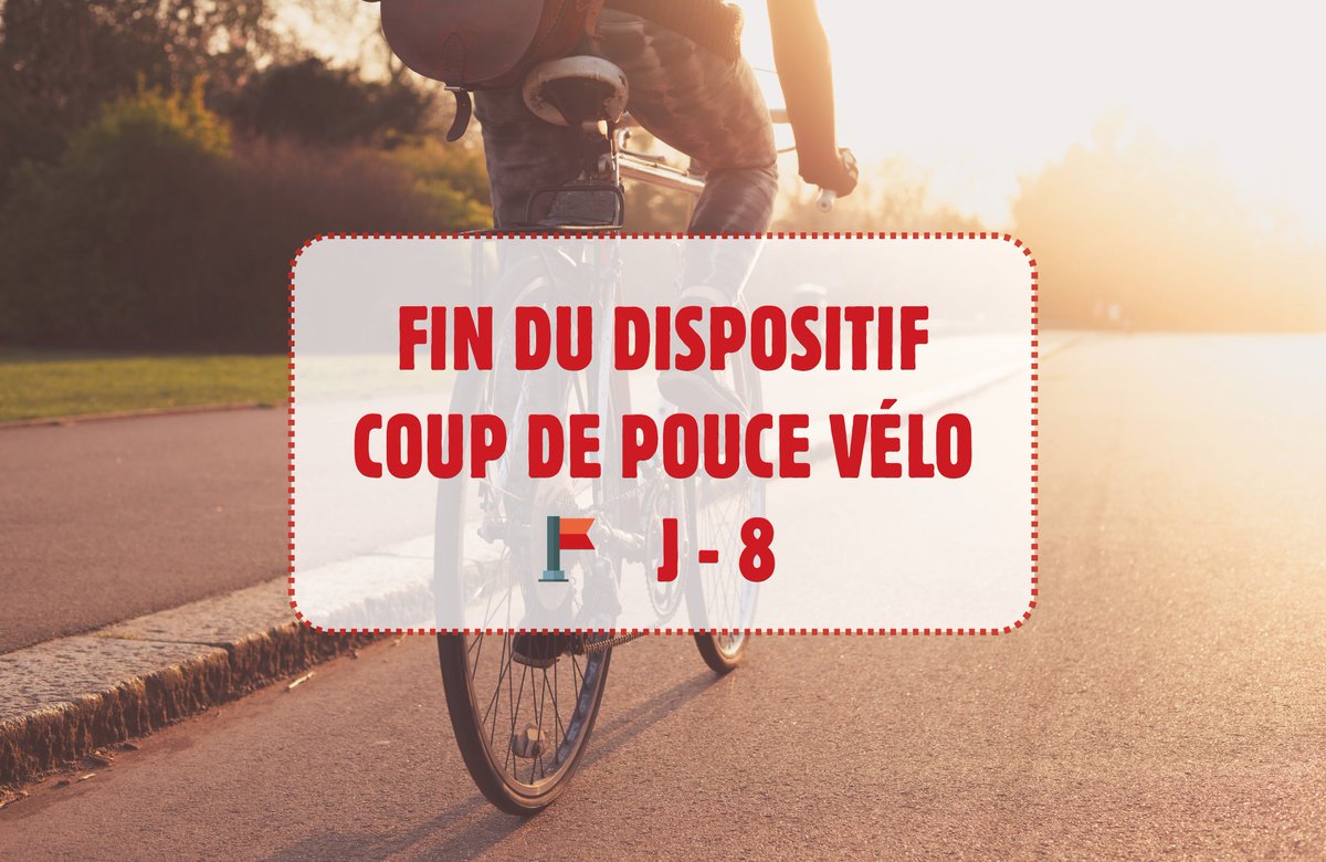 [🚨Fin du dispositif Coup de Pouce Vélo ]
Après avoir été prolongé de 3 mois, le Coup de Pouce Vélo prend fin le 31 mars 2021.
👉 Pour information, le code obtenu lors de la pré-inscription, pour faire réparer vos vélos ou vous remettre en selle, est valable jusqu'au 31.03.21.