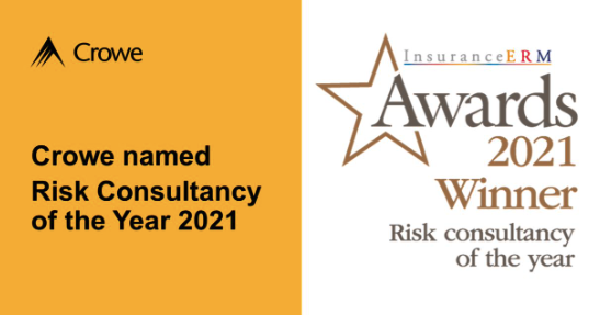 CroweGlobal's tweet photo. We are delighted our Crowe team in the UK have once again been named Risk Consultancy of the Year for 2021 by @InsuranceERM. This the second consecutive year the team have been recognised! https://t.co/rRmyvxtzqU https://t.co/vrB76UL1x3