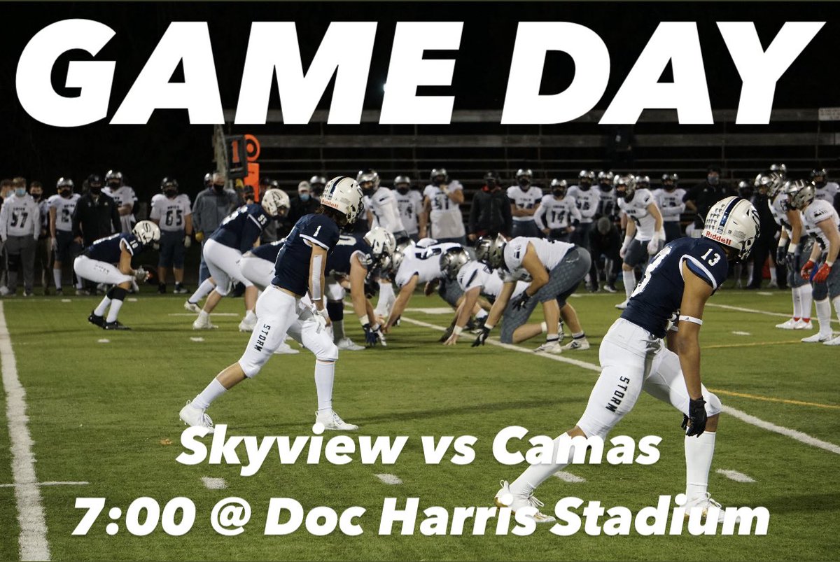 SkyviewStormFB's tweet photo. It’s GAME DAY! We take on the Camas Papermakers tonight at 7:00 at Doc Harris Stadium. The game will also be streamed on the NFHS network.

#RollStorm https://t.co/s8lJDutC5I