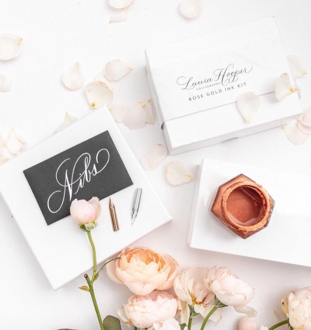 Shop my preferred pen holders, nibs {we offer a variety pack if you’re still trying to figure out your own favorite!}, inks, practice pads &amp; more at lhcalligraphy.com/supplies!