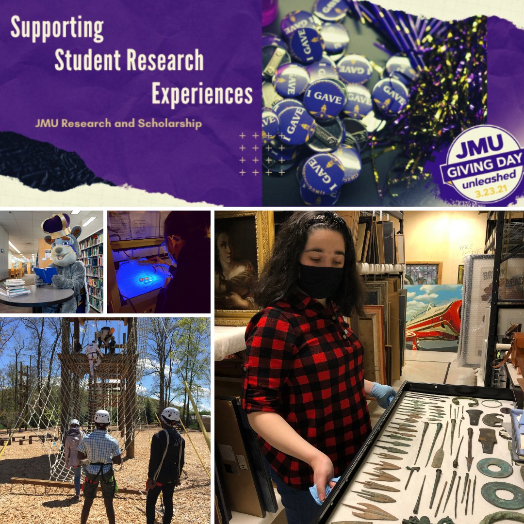 JMUresearch's tweet photo. With #JMUGivingDay2021 still going strong, #JMUResearch would love your support for the Summer Student Research and Scholarship Program: https://t.co/m0nmvxmkEQ. Hands-on experience, faculty mentorship--this is the #JMUExperience.⁠
#JMUGivingDay https://t.co/Aj98zjEqY9