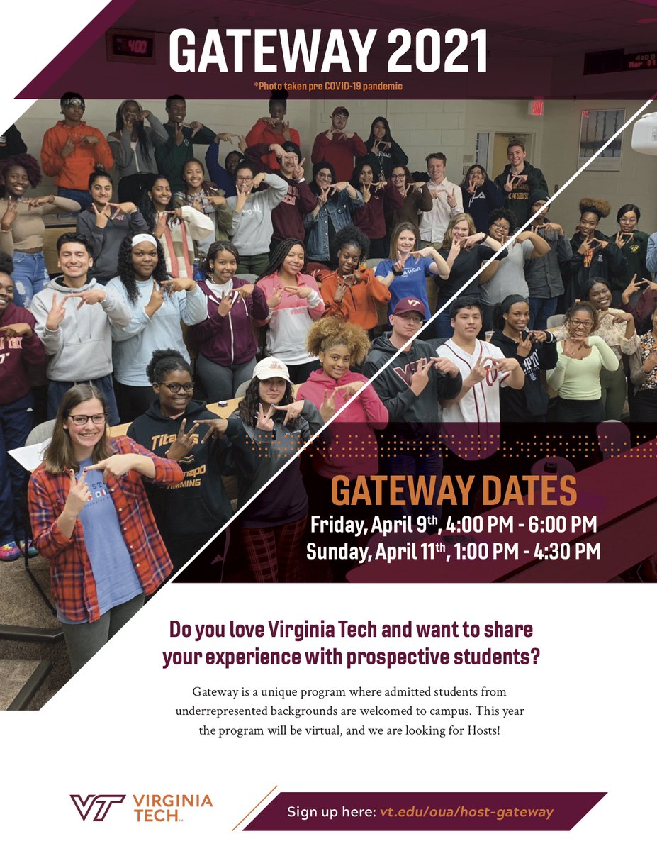 VTGateway's tweet photo. Sign up to be a Virtual Host for this year's Gateway :)! We will be giving away a  VT gray backpack to all hosts. 
*must be a current VT undergraduate student

https://t.co/pRPdOTgRUy https://t.co/W5OUDiKyir