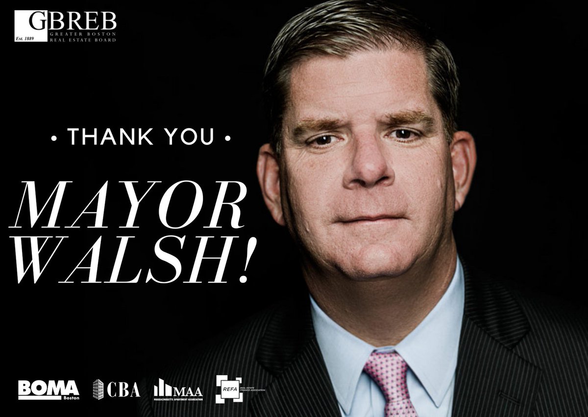 As <a href="/marty_walsh/">Mayor Marty Walsh</a> takes on his new role as Secretary of Labor for the Biden Administration, <a href="/GBREB/">GBREB</a> and its Commercial Divisions would like to thank him for his commitment to our city and wish him luck in Washington!
 
#Boston #CREBoston #MayorWalsh