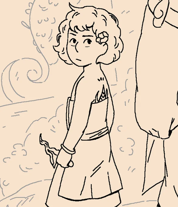 Ink wip of bodyguard Mom and Goddess daughter 🌸 #artidn 