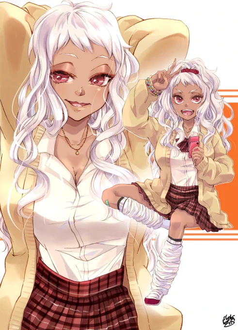 ⚠️女体化
JKギャル🦦クン

-------------

 髪はいつもジャミルが
 してくれてるんだぜ!

------------- 