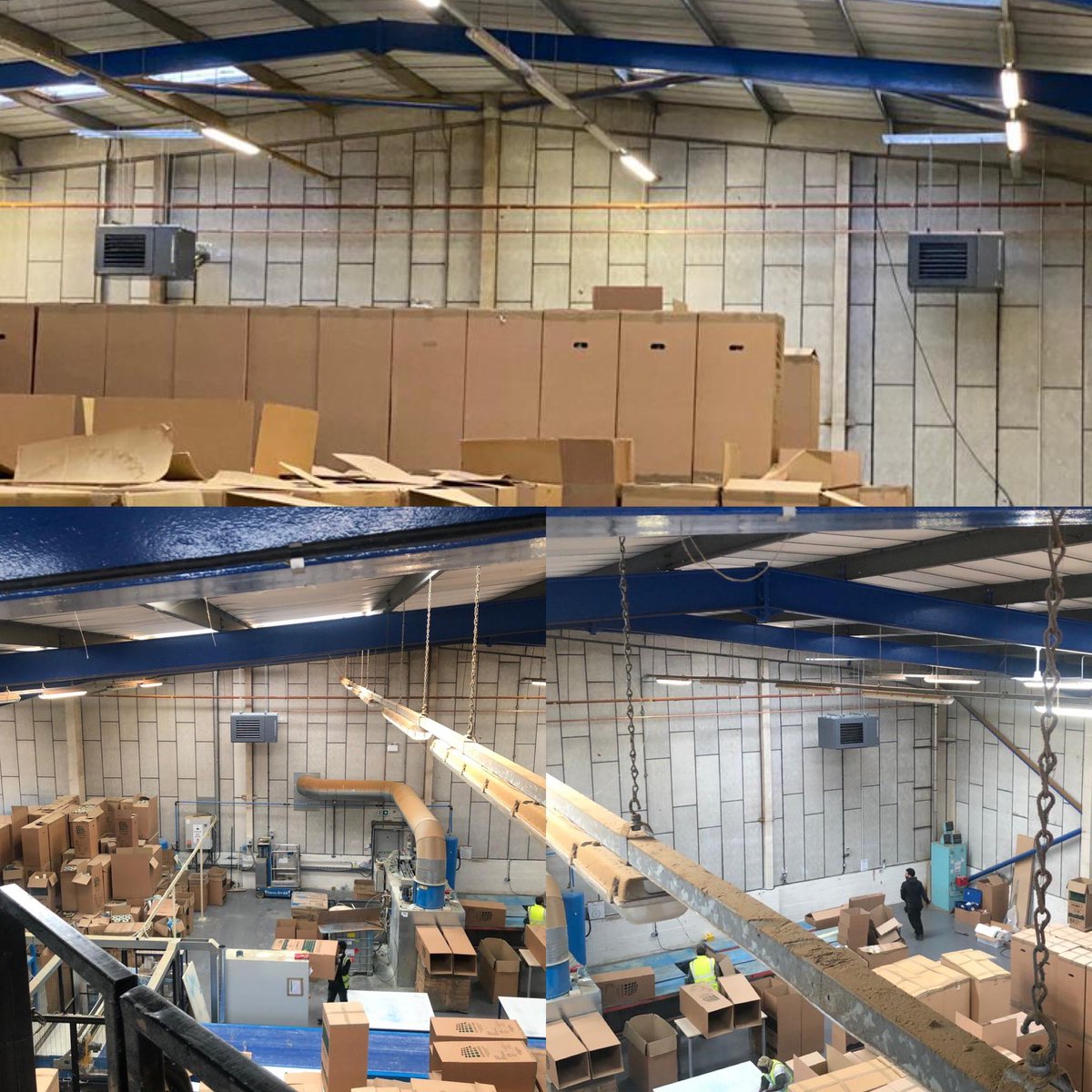 DruggittHarding's tweet photo. We upgraded the Heating in one of our good clients warehouses recently. Installation of Two Heaters with controllers and Six low velocity destrat fans with controller. Electrics done by @IES__LTD👌🏼💯
#DandHGroup #Druggittandharding #ChristopherDunphyEcclesiastical #FamilyBusiness https://t.co/QaIv4INdns