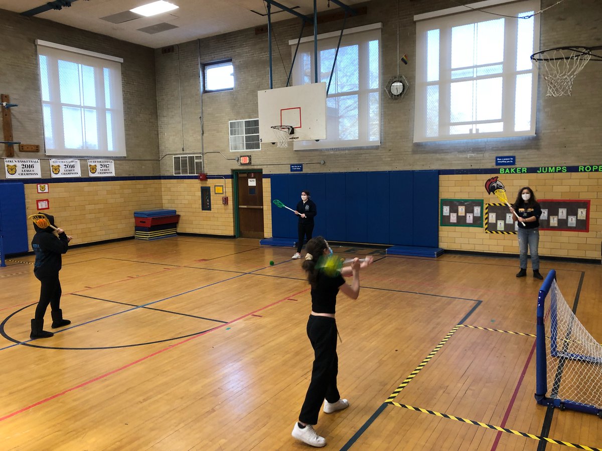 Giving these old lacrosse sticks donated from Brookline High School some new life🥍 <a href="/BakerPhysEd/">BakerPhysEd</a> <a href="/King_PhysEd/">Mr. King</a>