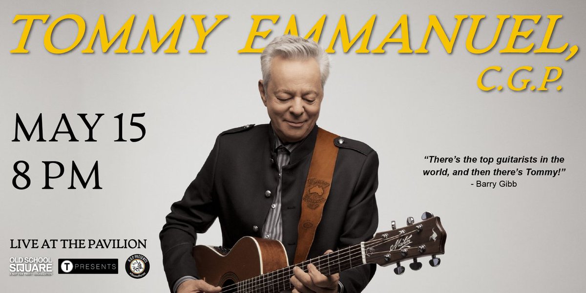Just Announced 📣 <a href="/tommyemmanuel/">Tommy Emmanuel cgp</a> C.G.P. is coming to the Pavilion stage for an outdoor, socially-distanced concert on May 15th at 8 PM! Tickets ON SALE this FRIDAY at 10AM!➡️ bit.ly/398dxzY