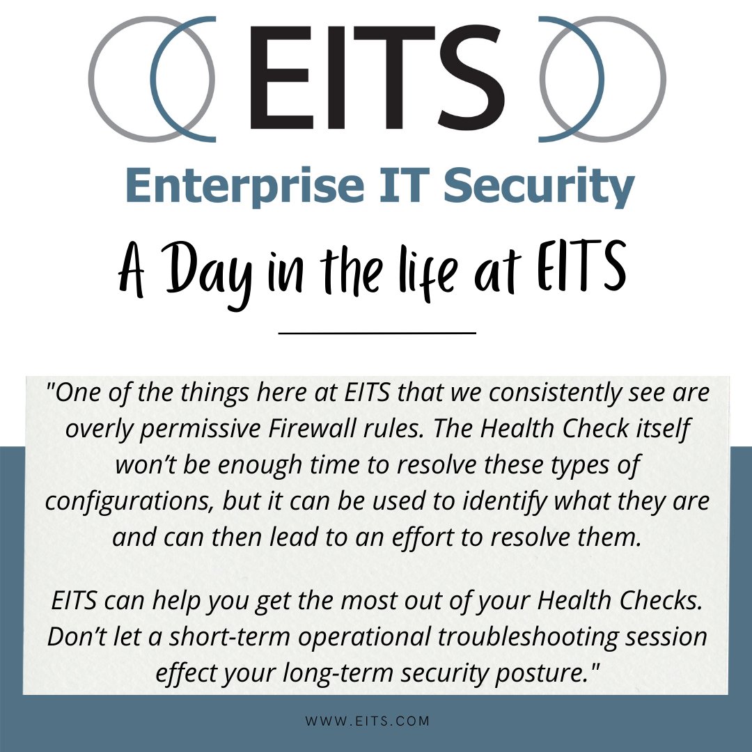 EITS_security's tweet photo. Read what our Sr. Network Security Architect, James Bowick, has to say about the importance of a Firewall Health Check.
#EITS #healthchecks #paloalto #itsecurity #securityninjas #tempisthenewperm #ucanfoolanauditorbutnotahacker #firewall #theEITSdifference https://t.co/M7fggIuPvw