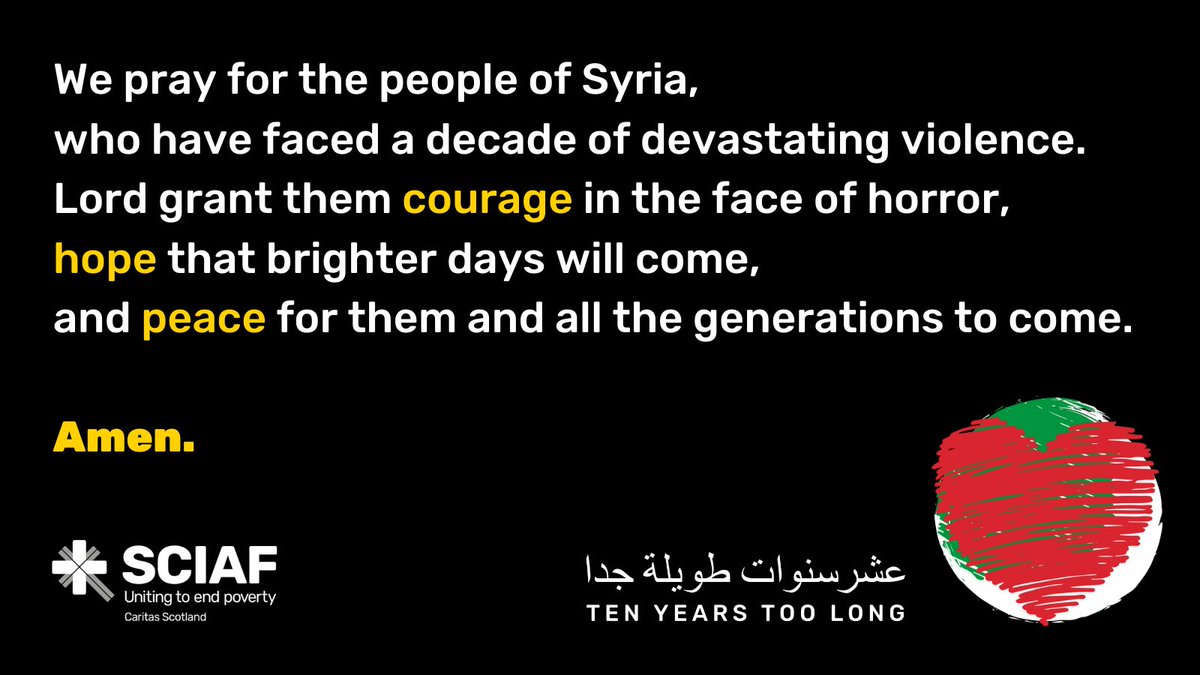 Today, we join our hands in prayer for the people of Syria. #10YearsTooLong #withSyria