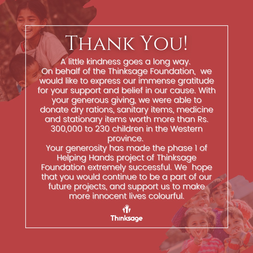 ThinksageSL's tweet photo. Thank You✨
#thinksagehelpinghands
#Thinksage ♥️ https://t.co/tbu0Xn8l1Q