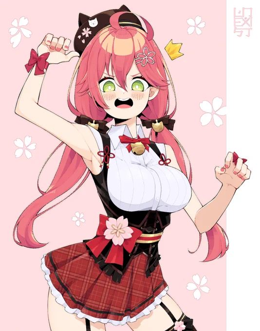 Sakura Miko showing her armpit. #miko_Art 