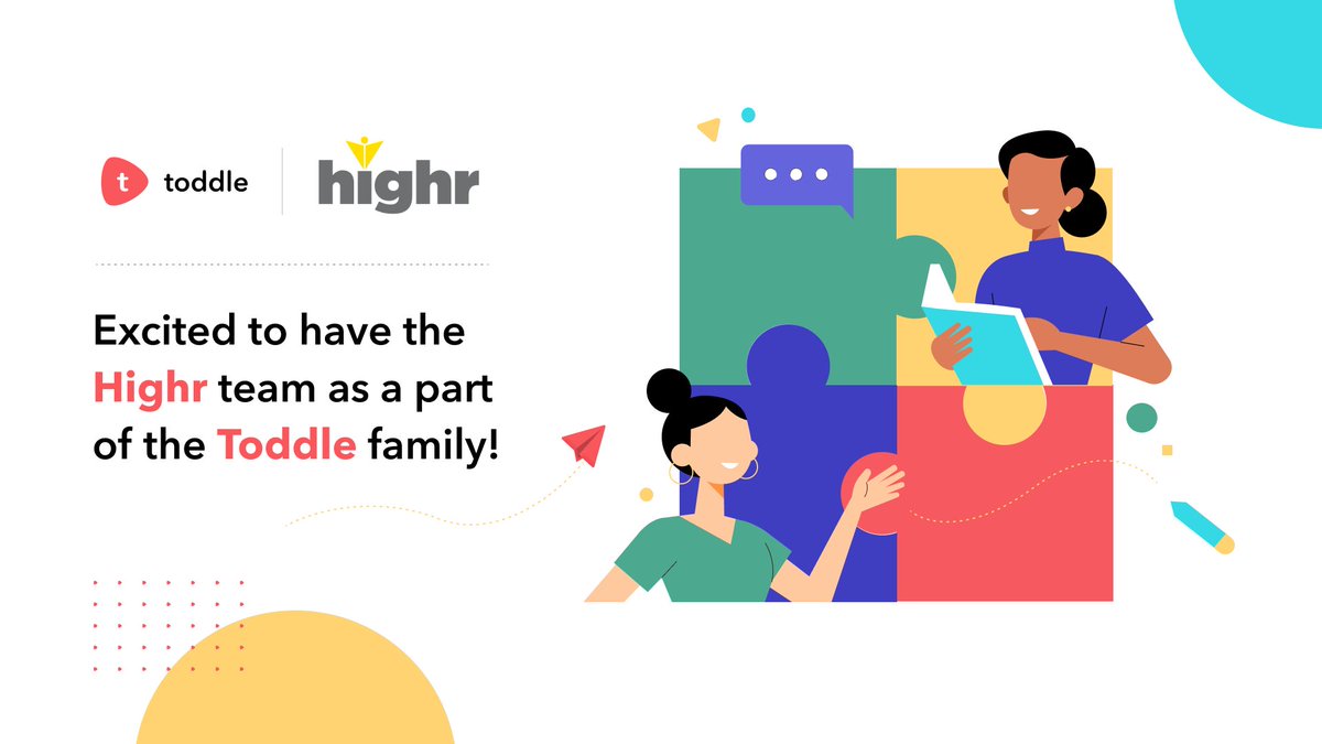 🎉Exciting news! 🎉 
We're delighted to announce that the Highr team, 
led by <a href="/Pallavi_Dhody/">Pallavi Dhody</a>, will be joining the <a href="/toddle_edu/">Toddle</a> family. This is a meeting of minds and purposes and will help us create more meaningful learning opportunities for educators around the world!!