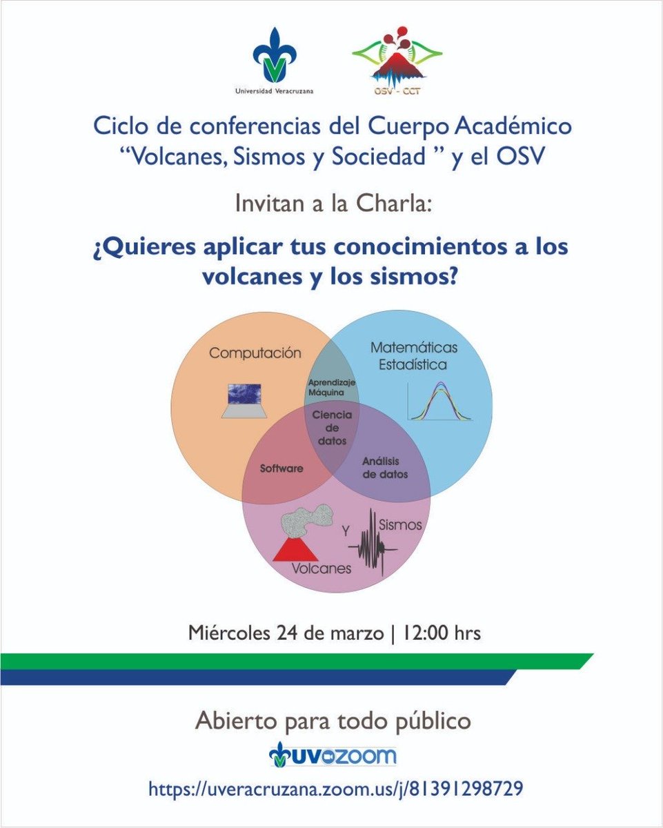 EstadisticaUV's tweet photo. Para quien esté interesado, se invita a la charla: ¿Quieres aplicar tus conocimientos a los volcanes y sismos?👇 https://t.co/qGXHlDwbsm