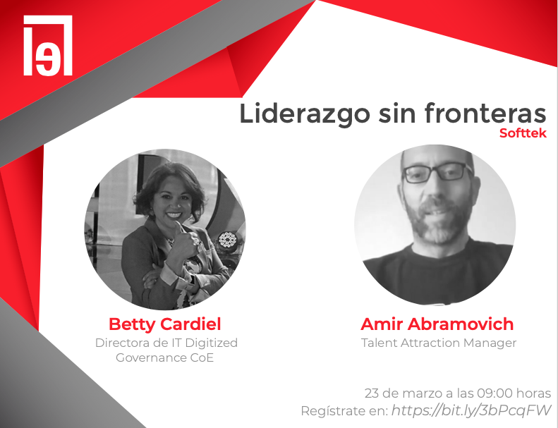 AlianzaEntrale's tweet photo. No se pierdan la plática de la semana de Jornada de Capacitación de hoy "Liderazgo sin fronteras" de @SofttekMX con Betty Cardiel y Amir Abramovich, regístrate en https://t.co/9Wlwx3nNzw https://t.co/dvvsA47nfS