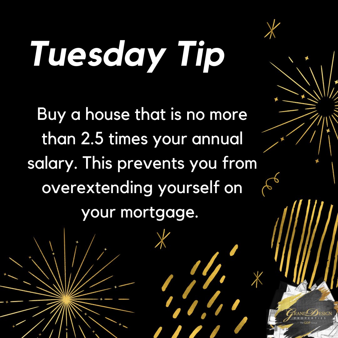 GrandDesignPros's tweet photo. Make sure you are comfortable and don't overextend yourself. Happy Tuesday! #tuesdaytips #mortgage #gdputah #utahrealestate https://t.co/fchA2ovvdP