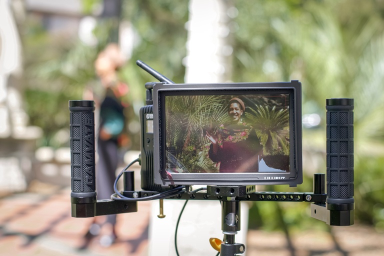 UFCOTA's tweet photo. Behind the screens with the faculty, cast, and crew of "Three Sisters," a traditionally staged play adapted for film, directed by Assistant Professor @MonikaGossmann. Streaming this April. https://t.co/7X2dEb6kyg