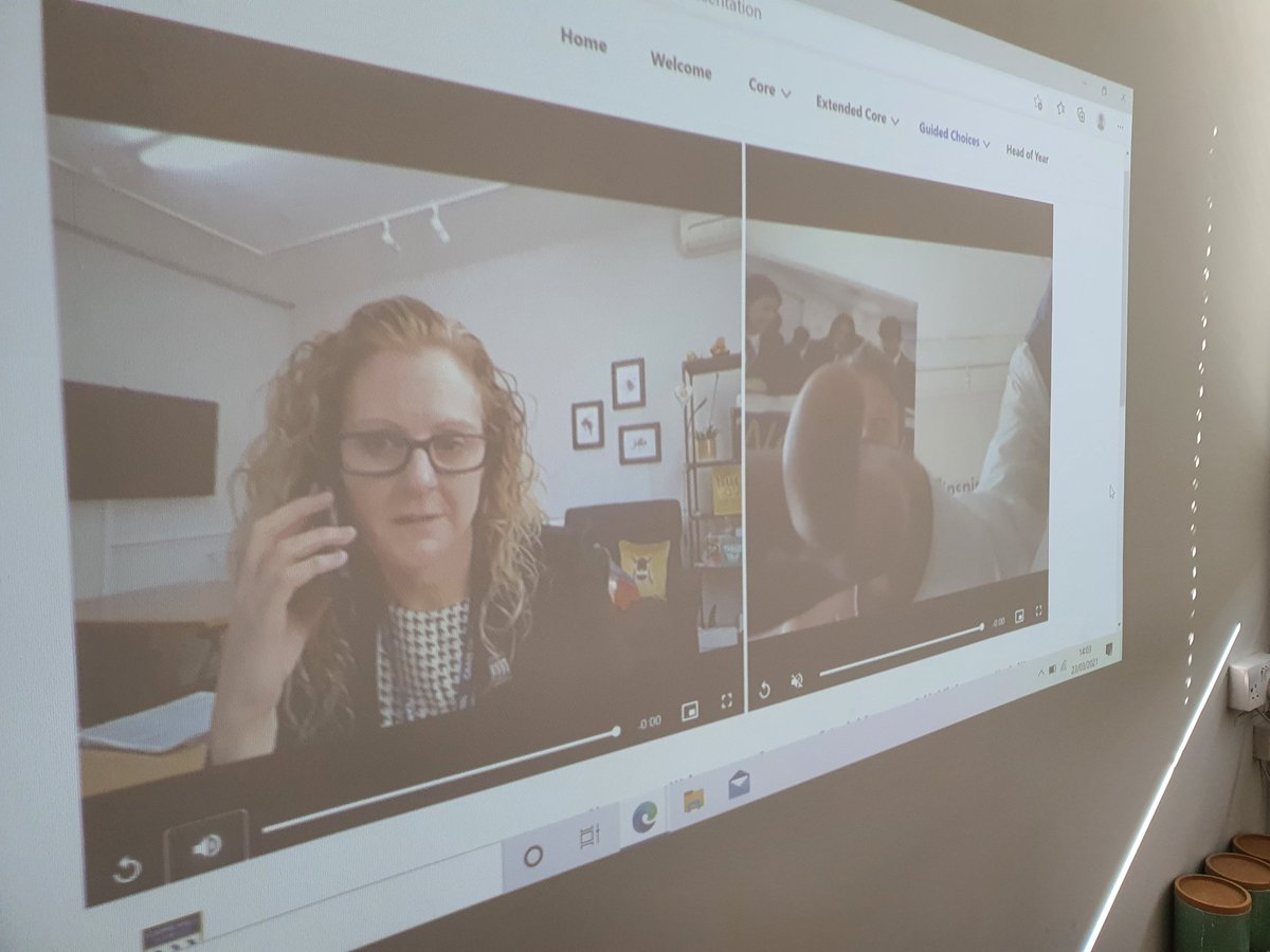 gatewaytrustCEO's tweet photo. Rehearsing our online Guided Choices evening for y9 pupils & families with the wizard & IT genius that is Mr C. Covid risk reduction means virtual event, separate rooms for keynote, live stream, live Q&A, 28 separate live breakout rooms, live chat. #CamsAndProud #Liveat4 https://t.co/Jo1vpRq71t