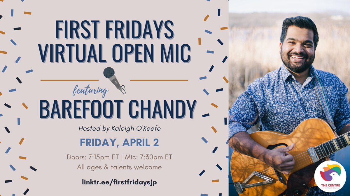 Have you heard? Our April open mic is right around the corner, and this month we've got a feature set from Barefoot Chandy!! Sign up to perform, RSVP, and more >> linktr.ee/firstfridaysjp