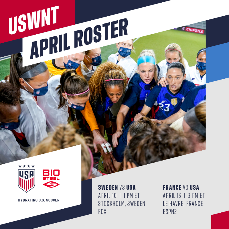 USWNT's tweet photo. Squad set. Ready for Europe. ✈️

#USWNT x @BioSteelSports