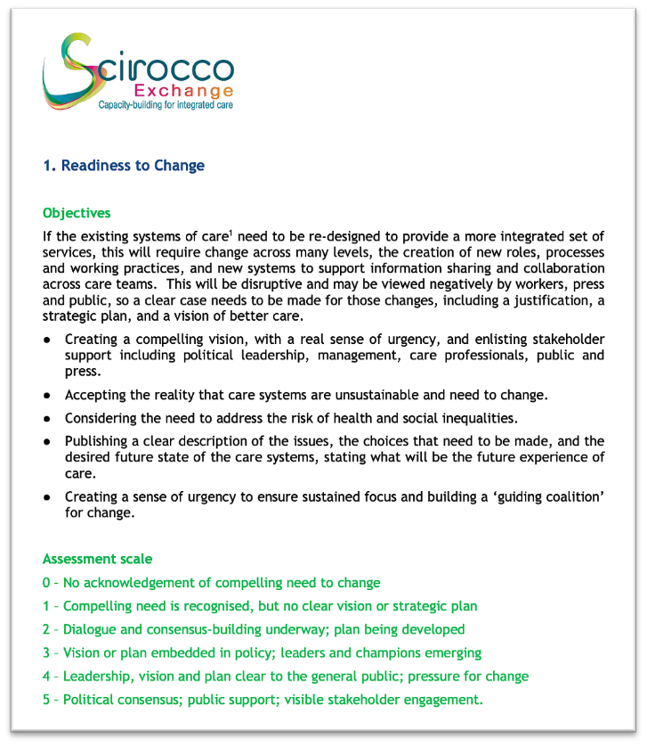 SCIROCCOxchange's tweet photo. A brief description of each dimension of the @SCIROCCOxchange #MaturityModel for #IntegrateCare 1st is #ReadinessToChange https://t.co/5SDqih9o7a