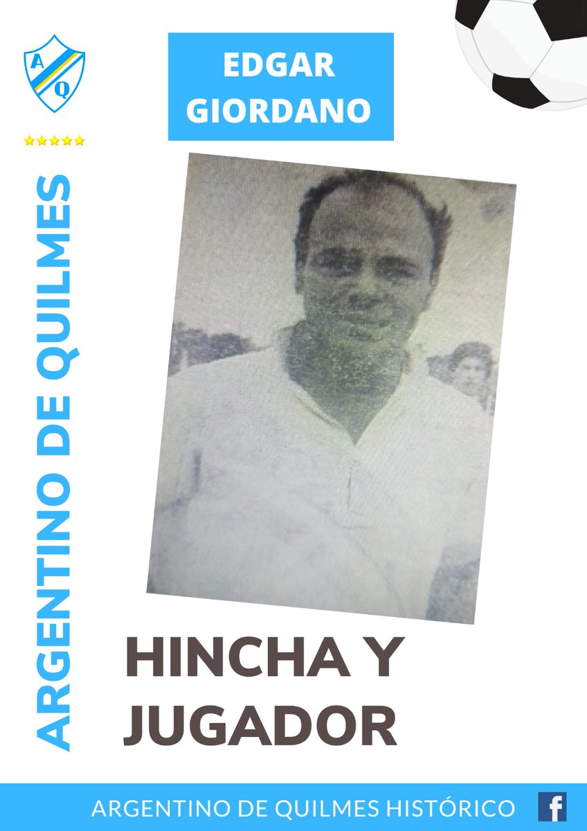 Edgar Manuel Giordano, hermano del conocido peluquero de la farándula. Jugó con la #PrimeraCelesteyBlanca en 1962, 70, 71 y 72. Marcó 9 goles, 3 de penal, en 72 encuentros.
Gran compañero de tablón, siempre fiel al #Mate 
Datos: #ABCMate El diccionario de #ArgentinoDeQuilmes.