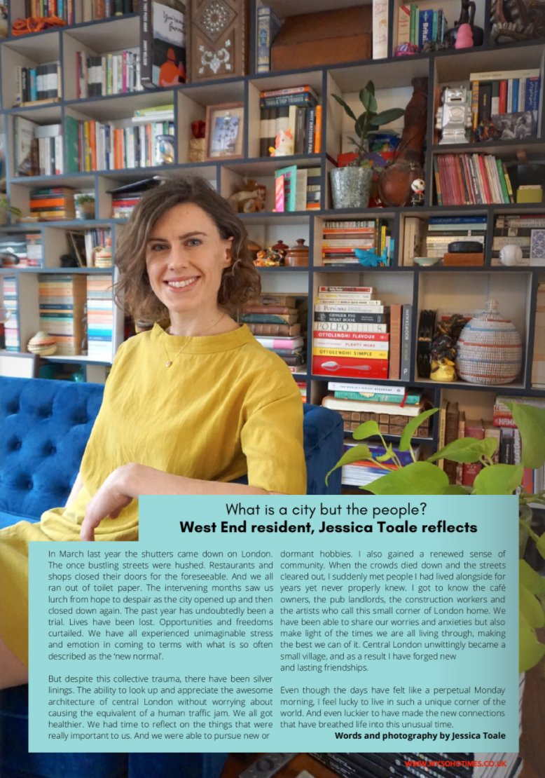 JessicaToale's tweet photo. Excited to be featured in the latest edition of the @mysohotimes! My biggest takeaway from the last year: absolutely the sense of community and new friendships I've gained ✨ Read #TheTakeawayIssue here: 
https://t.co/Rrb1395DEb #LoveLondon https://t.co/RqOqvm2lGN