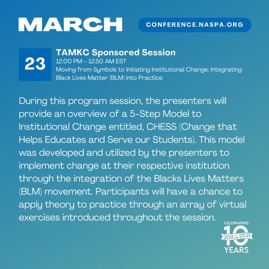 NASPA_TAMKC's tweet photo. Second sponsored session of the day! #transracialadoptee #multiracial #naspa21 https://t.co/YDHGSs3Xio