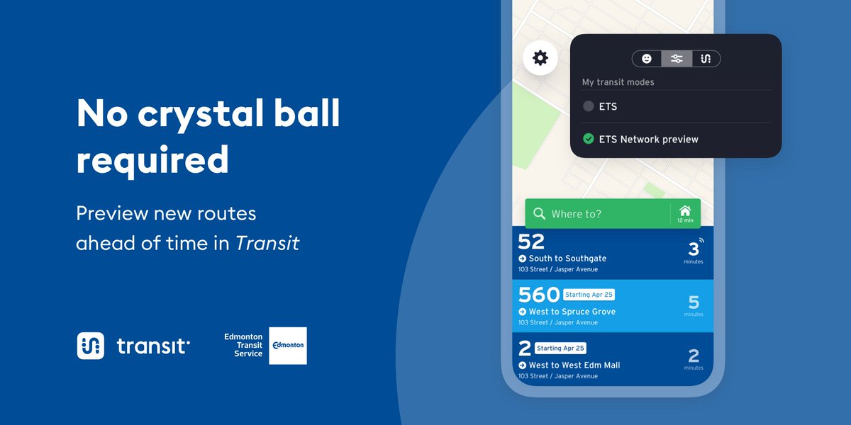 You can now preview your new trips using <a href="/transitapp/">Transit</a>. We recommend turning on the "Minimize walking" feature in the app's settings to reduce walking distance. To learn more about the app and how to turn on preview mode, visit edmonton.ca/Transitapp.

#yegnewbusroutes #yegtransit