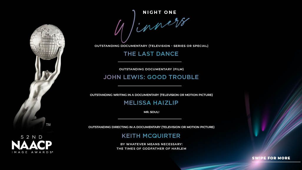 firelightmedia's tweet image. Congratulations to #DocLabAlumni @dawnporter (@JohnLewisDoc) and @mhaizlip (@mrsoulthemovie) for their @NAACPImageAward wins last night! #NAACPImageAwards